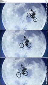 骑自行车飞跃夜空月亮慢动作