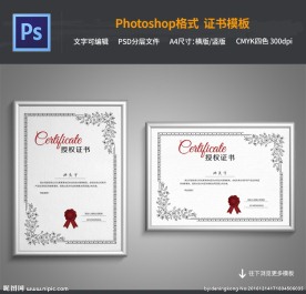 授权证书PSD模板