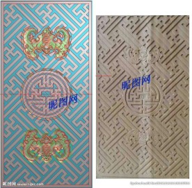 仿古蝙蝠福寿门板精雕浮雕灰度