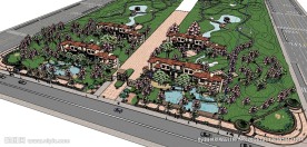 地中海风格别墅楼盘SU模型