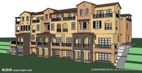西班牙洋房建筑草图大师SU模型