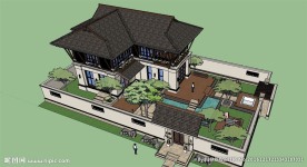 东南亚别墅建筑草图大师SU模型