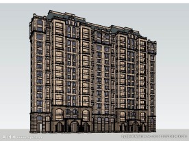 法式高层精品建筑草图大师SU模