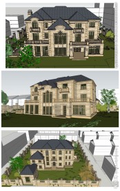 法式别墅建筑草图大师SU模型