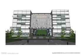现代办公楼建筑草图大师SU模型
