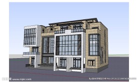 总部基地办公楼建筑草图大师SU