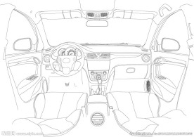 车内装饰手绘线框图图片