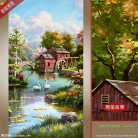 唯美花田风景背景墙