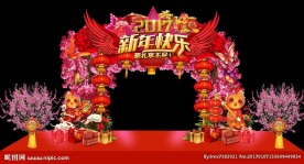 新春花艺造型门头舞台背景