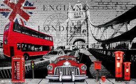 复古英伦风格背景墙