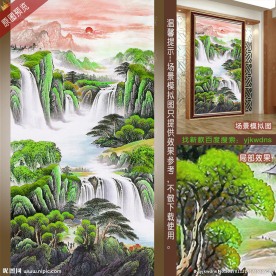 旭日东升山水画