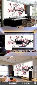 梅花国画水墨电视背景墙