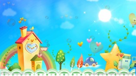 卡通蓝天下白云