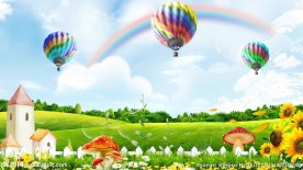 向日葵彩虹热气球卡通蘑菇