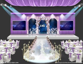 紫色婚礼主题舞台设计
