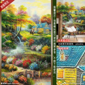 唯美花园风景油画