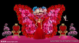 情人节蝴蝶造型花艺舞台美陈背景