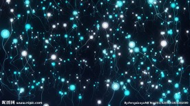 青蓝色粒子蒲公英特效背景