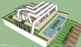现代阳光房建筑草图大师SU模型
