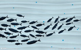 简约鱼群装饰画背景墙