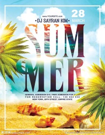 唯美海滨热带风情宣传海报