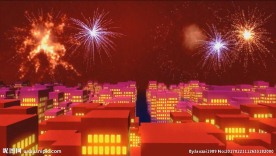 新年红色喜庆城市