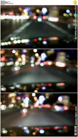 在城市夜晚开车朦胧的光斑