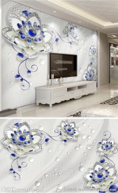 蓝色之恋珠宝电视背景墙