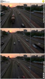 夕阳下的城市车流