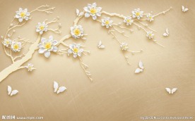 高端大气浮雕花朵电视背景墙