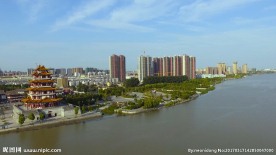 泗阳大运河泗水阁城市航拍