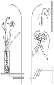 花草移门缕空玻璃雕刻刻绘图案