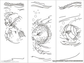 海洋移门缕空玻璃雕刻刻绘图案