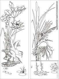 仙鹤移门缕空玻璃雕刻刻绘图案