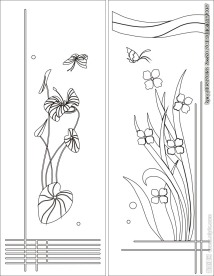 花草移门缕空玻璃雕刻刻绘图案