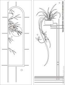 花草移门缕空玻璃雕刻刻绘图案