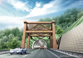 隧道进出口特色建筑框架效果图