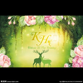 森系花卉婚礼设计迎宾背景