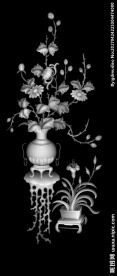 菊花花瓶灰度图