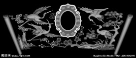 松鹤灰度图