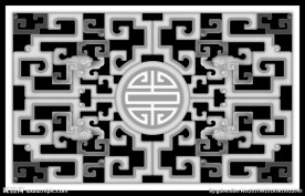 草龙拐子龙镂空浮雕灰度图