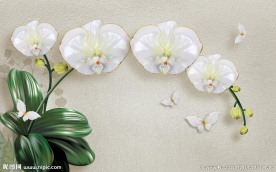 新中式珠宝蝴蝶兰背景墙