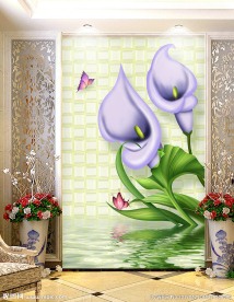 马蹄莲软包珠宝玄关背景墙