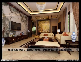 中式电视墙效果图