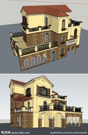草图大师西班牙别墅模型