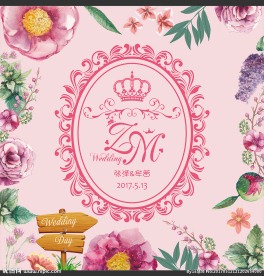 粉紫色花卉婚礼背景