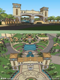 SketchUp大门场景