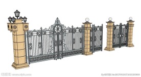 SU围墙铁艺大门模型