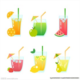 精致矢量果汁饮料插画图标