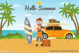 精致矢量夏日假日旅行插画